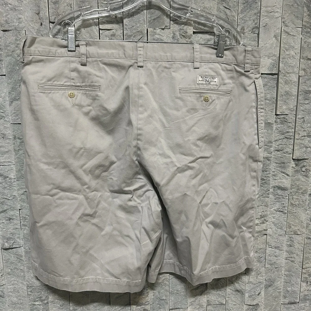 Polo Ralph Lauren Shorts Men Classic Fit Pleated Gray/Khaki Sz 40 Cotton